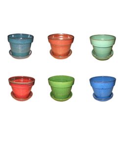 2" Glazed Floral Pot Assortment.  24 pieces