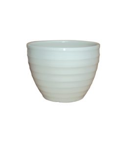 10" White Ribsey Planter S/3