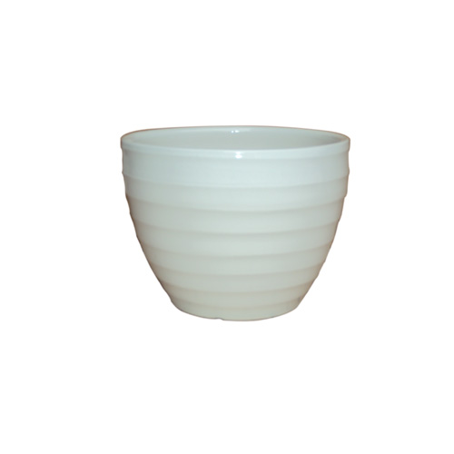 10" White Ribsey Planter S/3