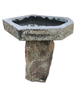 Basalt Birdbath with Large Basin